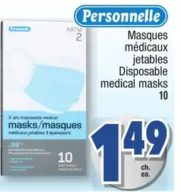 Jean Coutu PERSONNELLE Disposable medical masks offer