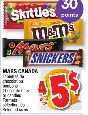 Jean Coutu MARS CANADA Chocolate bars or candies offer