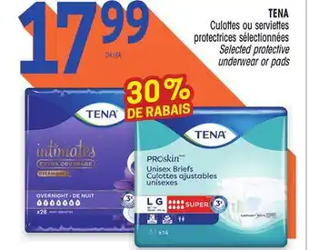 Uniprix TENA Culottes ou serviettes protectrices sélectionnées/ Selected protective underwear or pads offer