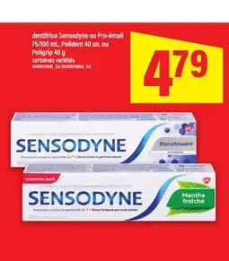 Maxi DENTIFRICE SENSODYNE OU PRO-ÉMAIL 75/100 ML, POLIDENT 40 UN. OU POLIGRIP 40 G offer