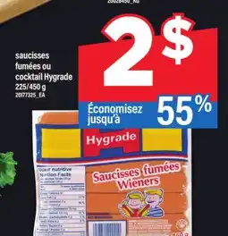 Maxi saucisses fumées ou cocktail Hygrade, 225/450 g offer