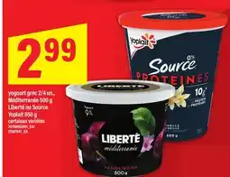 Maxi yogourt grec 2/4 un., Méditerranée 500 g Liberté ou Source Yoplait 650 g offer
