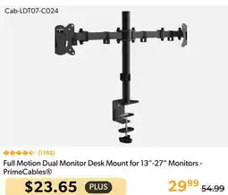 Shopper+ Full Motion Dual Monitor Desk Mount for 13-27 Monitors - PrimeCables offer