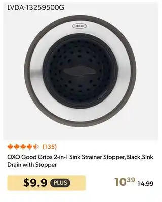 Shopper+ OXO Good Grips 2-in-1 Sink Strainer Stopper, Black, Sink Drain with Stopper offer