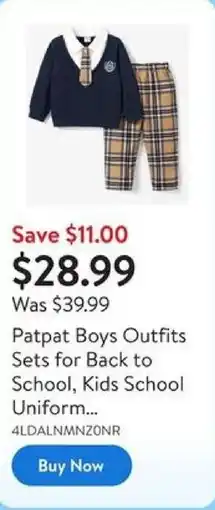 Walmart Patpat Boys Outfits Sets for Back to School, Kids School Uniform offer