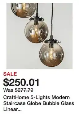 Bed Bath & Beyond CraftHome 5-Lights Modern Staircase Globe Bubble Glass Linear Chandelier offer