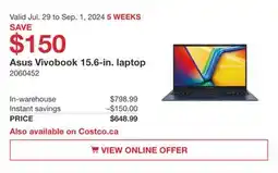 Costco Asus Vivobook 15.6-in. Laptop offer