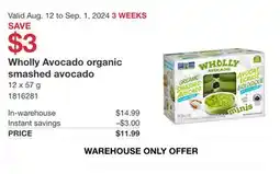 Costco Wholly Avocado Organic smashed avocado offer