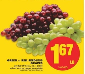 No Frills Green or Red Seedless Grapes offer