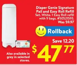 Walmart Diaper Genie Signature Pail and Easy Roll Refill offer