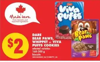 No Frills Dare Bear Paw Whippet or Viva Puffs Cookies offer