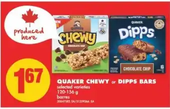No Frills Quaker Chewy or Dipps Bars offer