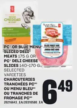 Independent Grocer PC OR BLUE MENU SLICED DELI MEATS, 175 G OR PC DELI CHEESE SLICES, 140-170 G offer