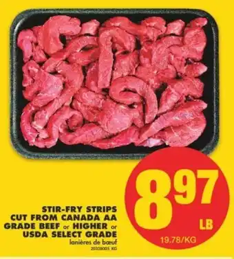 No Frills Stir-Fry Strips cut From Canada AA Grade Beef offer