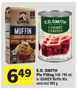 Foodland E. D. SMITH Pie Filling 540-796 mL or QUAKER Muffin Mix selected 900 g offer