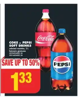 No Frills COKE or PEPSI SOFT DRINKS, 2 L offer