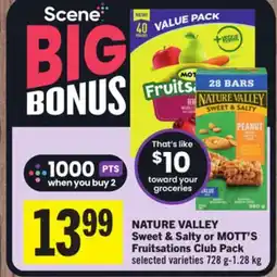 Foodland NATURE VALLEY Sweet & Salty or MOTT'S Fruitsations Club Pack selected varieties 728 g - 1.28 kg offer