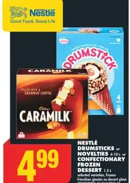 No Frills NESTLÉ DRUMSTICKS or NOVELTIES, 4-10's or CONFECTIONARY FROZEN DESSERT, 1.5 L offer