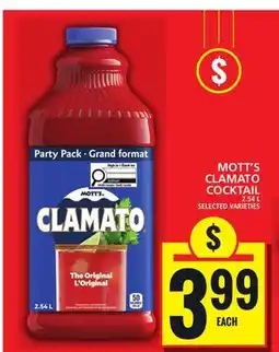 Food Basics MOTT'S CLAMATO COCKTAIL offer