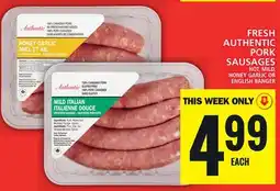 Food Basics FRESH AUTHENTIC PORK SAUSAGES HOT, MILD, HONEY GARLIC OR ENGLISH BANGER offer