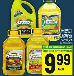 Food Basics SAPORITO VEGETABLE, CANOLA, SUNFLOWER OR CORN OIL offer