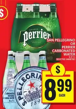 Food Basics SAN PELLEGRINO OR PERRIER CARBONATED WATER offer