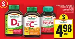 Food Basics JAMIESON CHEWABLE VITAMIN C OR D3 OR GENTLE IRON offer