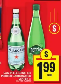 Food Basics SAN PELLEGRINO OR PERRIER CARBONATED WATER offer
