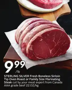 Sobeys STERLING SILVER Fresh Boneless Sirloin Tip Oven Roast or Family Size Marinating Steak offer
