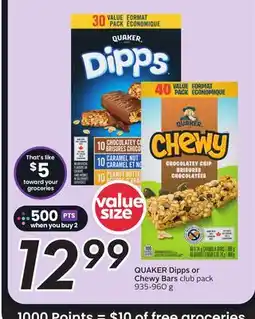 Sobeys QUAKER Dipps or Chewy Bars offer