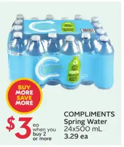 Sobeys COMPLIMENTS Spring Water offer