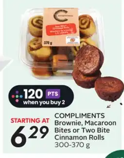 Sobeys COMPLIMENTS Brownie, Macaroon Bites or Two Bite Cinnamon Rolls offer