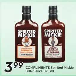 Sobeys COMPLIMENTS Spirited Mickie BBQ Sauce offer
