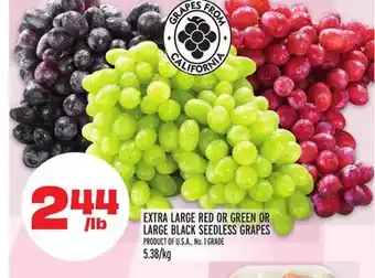 Metro EXTRA LARGE RED OR GREEN OR LARGE BLACK SEEDLESS GRAPES offer