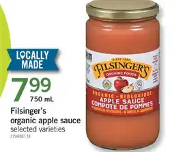 Fortinos FILSINGER'S ORGANIC APPLE SAUCE 750 mL offer