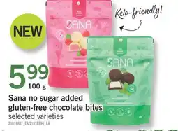 Fortinos Sana no sugar added gluten-free chocolate bites offer