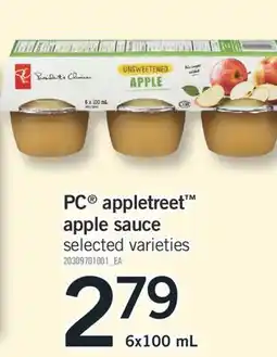 Fortinos PC appletreet apple sauce, 6x100 mL offer