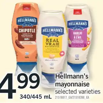 Fortinos Hellmann's mayonnaise, 340/445 mL offer