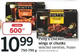 Fortinos Pinty's chicken wings or chunks, 750-790 g offer
