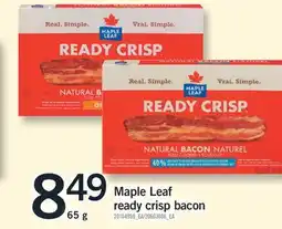Fortinos Maple Leaf ready crisp bacon 65 g offer