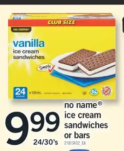 Fortinos no name ice cream sandwiches 24/30's offer