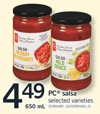 Fortinos PC salsa 650 mL offer