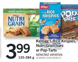 Fortinos Kellogg's Rice Krispies, Nutri-Grain bars or Pop-Tarts, 125-384 g offer