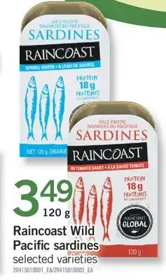 Fortinos Raincoast Wild Pacific sardines, 120 g offer