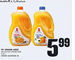 Loblaws PC ORANGE JUICE, 2.5 L offer
