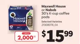 Loblaws MAXWELL HOUSE OR NABOB, 30' S K-CUP COFFEE PODS offer