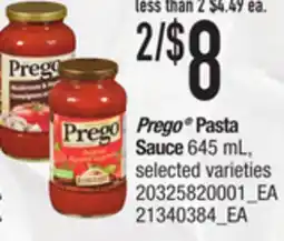 Loblaws PREGO PASTA SAUCE, 645 ML offer