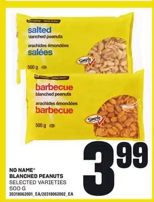 Loblaws NO NAME BLANCHED PEANUTS, 500 G offer