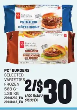 Loblaws PC BURGERS, 568 G- 1.36 KG offer