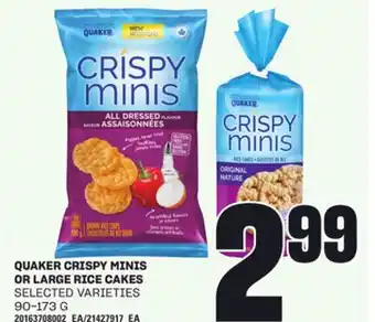 Loblaws QUAKER CRISPY MINIS OR LARGE RICE CAKES, 90-173 G offer